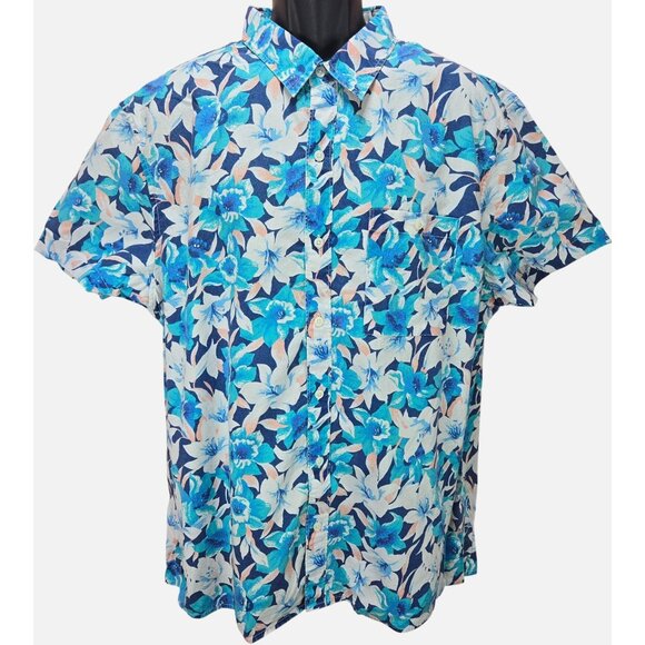 American Eagle Mens XXL Short Sleeve Casual Top Floral Button-Up Shirt - Picture 1 of 8